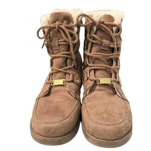 Bebe Leyia Faux Suede Fur-Lined Lace-Up Winter Boots - Size 7.5